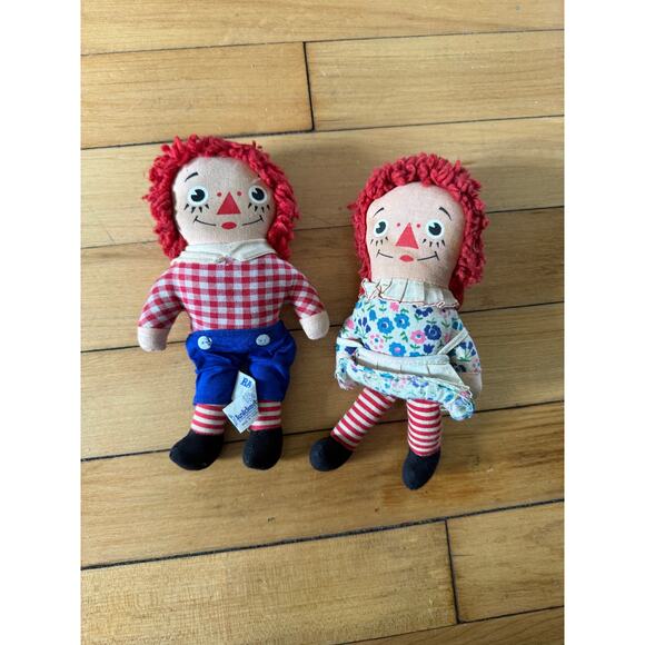 Vintage 1970's  Small 7" Knickerbocker Raggedy Ann & Andy Dolls - Picture 1 of 8